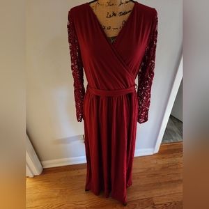 NWT Womens Floral Lace Long Sleeve Faux Wrap V Neck SAME DAY SHIP